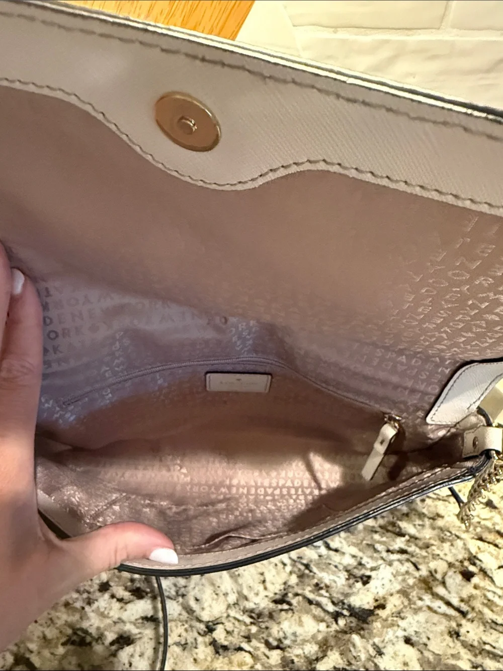 kate spade cream leather crossbody with chain strap